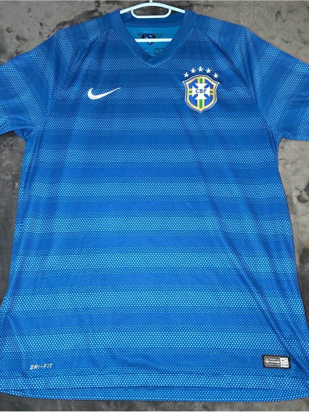 Nike Brazil Away Jersey 2014 Soccer 575282-493 Blue Kit Men's Size Large